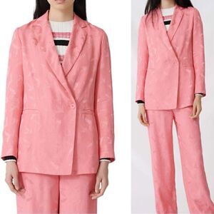 Maje Vala Jacquard Pink Blazer Bird Print Button Size S
